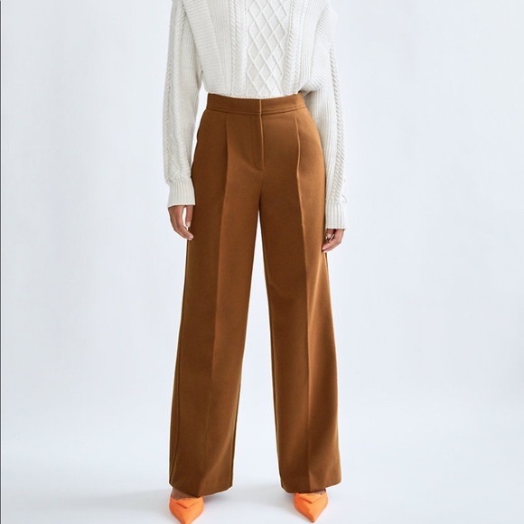 Aritzia Pants - Aritzia Babaton Esquire Wool Wide Leg Pants Dark Camel